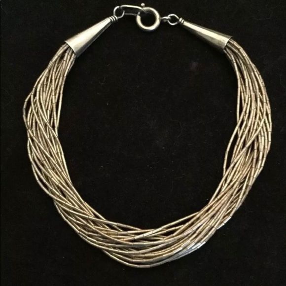 Jewelry - Native American made Sterling Liquid Silver bracelet. 20 strands. Stunni…